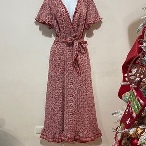 Max Studio Red and White flowy dress